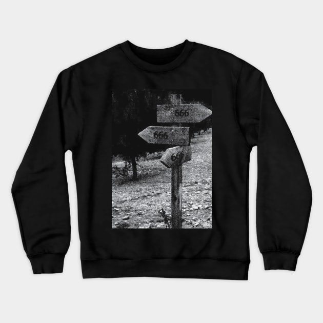 road 666 Crewneck Sweatshirt by horrorshirt